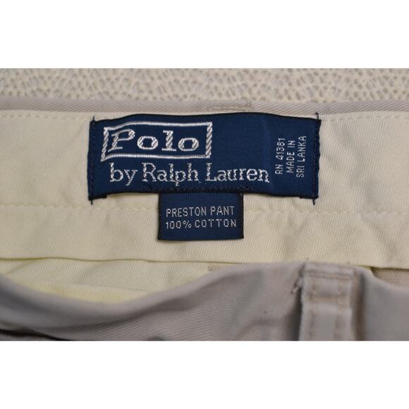 Polo Ralph Lauren Men's Preston Flat Front Chino Pants Beige Tan 100% Cotton 40 - Picture 4 of 7